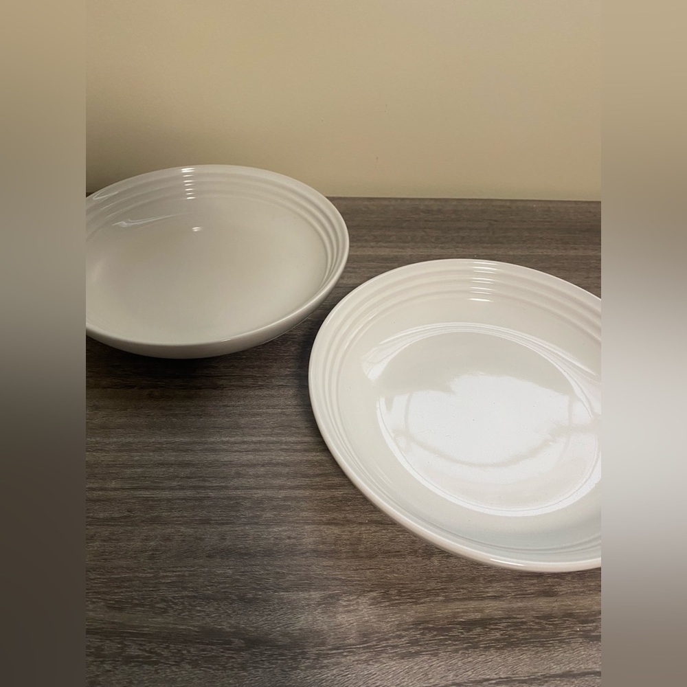2 Brand New Le Creuset Pasta Bowls/ Plates, White